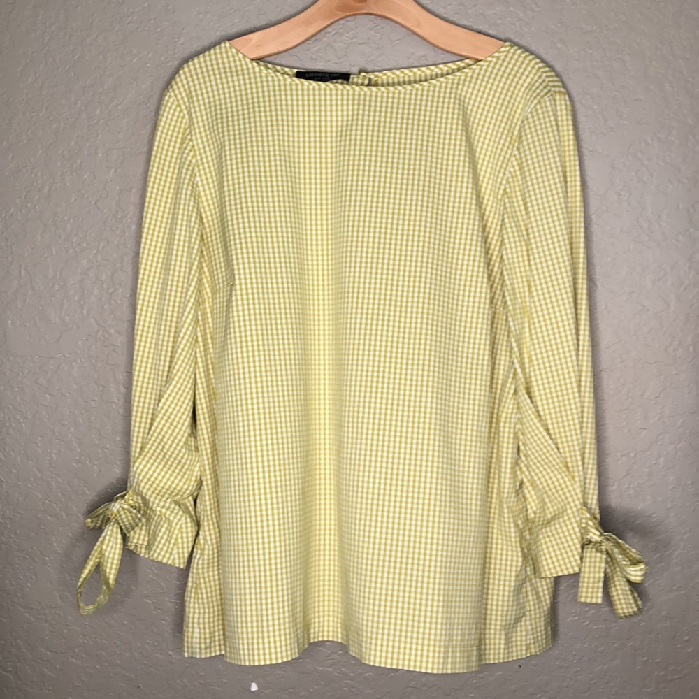 Lafayette 148 New York Margarita Ithaca Gingham Check stretch cotton Blouse - Picture 4 of 8